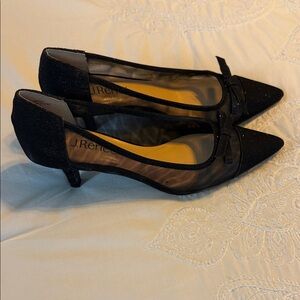 J.Renee Black Mesh Flats with Bow Detail